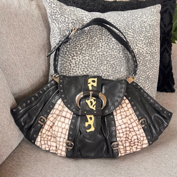 Dior Handbags - Dior Limited Edition Black Crocodile Textured Leather Savane Chic Flap Bag rare
